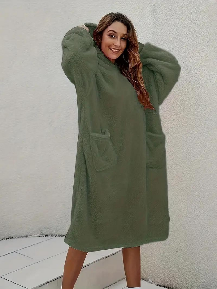 Daisy Teddyklänning med huva | Mysiga överdimensionerade loungewear-Eva Jonsson