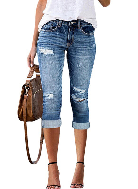 Dam 3/4 jeans i used-look Mirla-Eva Jonsson
