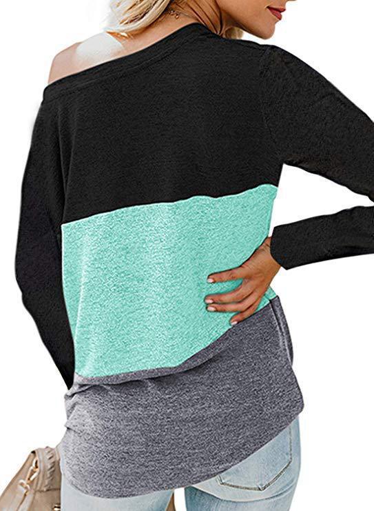 Dam Asymmetrisk långärmad tröja med modernt färgblockdesign Eva Jonsson-Eva Jonsson