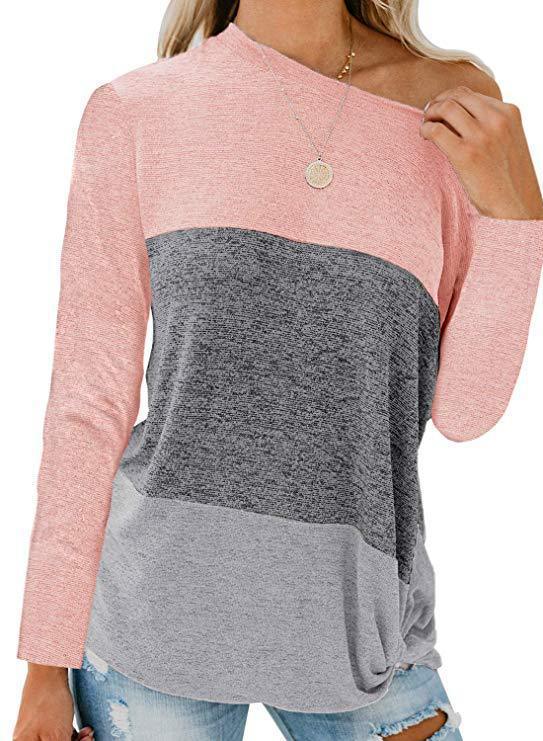 Dam Asymmetrisk långärmad tröja med modernt färgblockdesign Eva Jonsson-Eva Jonsson