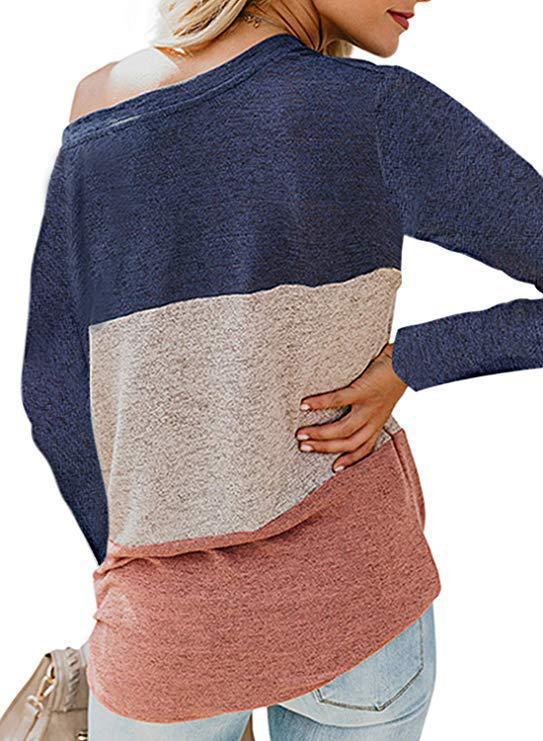 Dam Asymmetrisk långärmad tröja med modernt färgblockdesign Eva Jonsson-Eva Jonsson