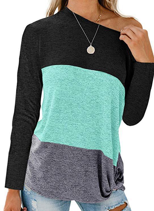Dam Asymmetrisk långärmad tröja med modernt färgblockdesign Eva Jonsson-Eva Jonsson
