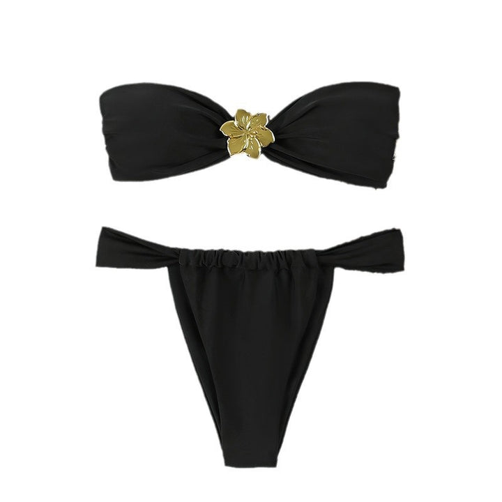 Dam Bandeau-bikini-set med dekorativ blomdetalj Mirla-Eva Jonsson