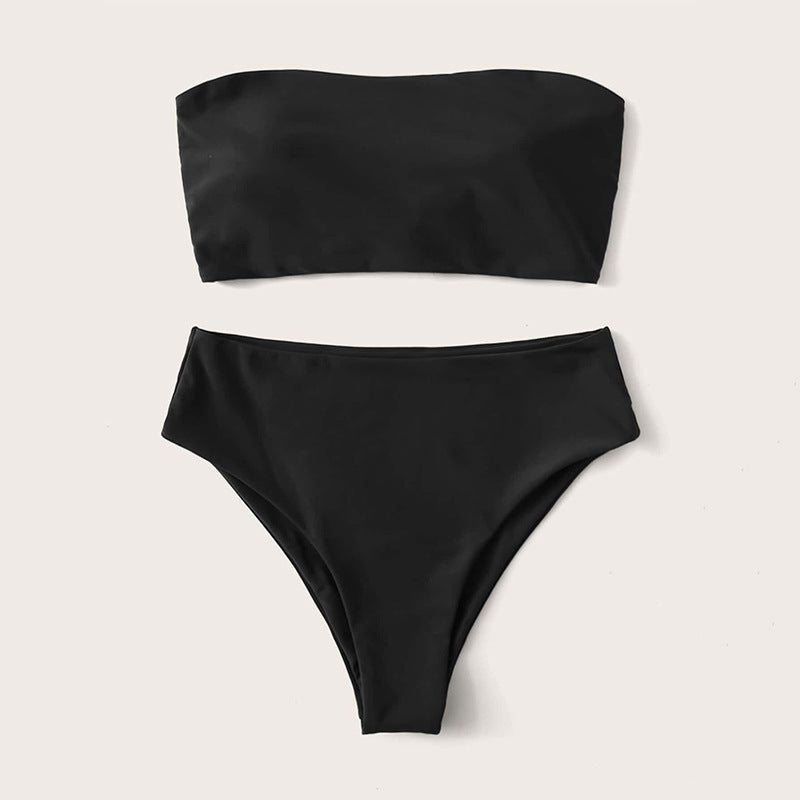 Dam Bandeau-bikini-set med hög midja och fin knutdetalj Mirla-Eva Jonsson