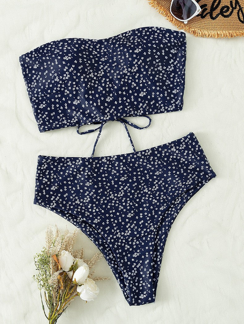 Dam Bandeau-bikini-set med hög midja och fin knutdetalj Mirla-Eva Jonsson