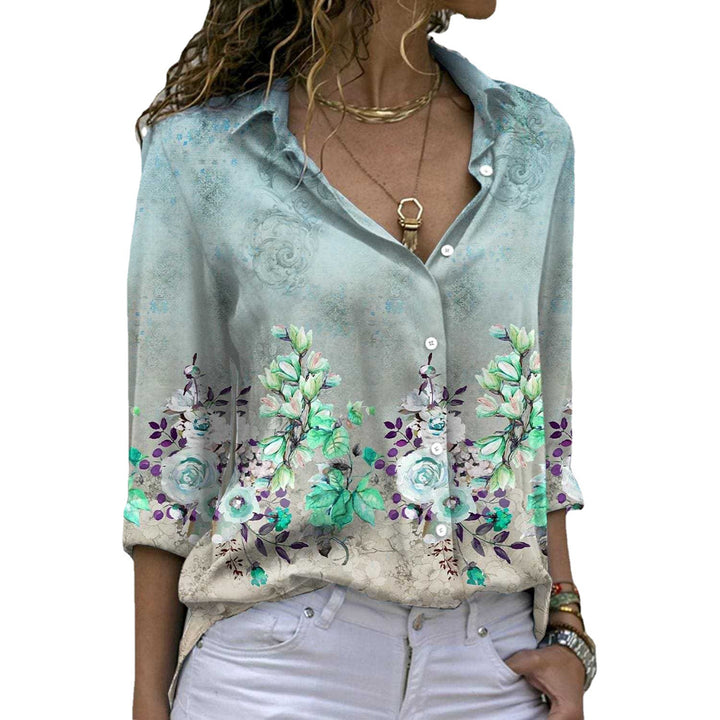 Dam Blus med blommig tryck och elegant passform Mirla-Eva Jonsson