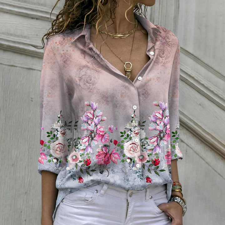 Dam Blus med blommig tryck och elegant passform Mirla-Eva Jonsson