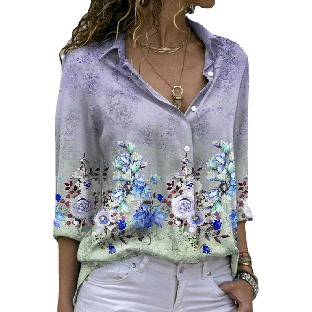 Dam Blus med blommig tryck och elegant passform Mirla-Eva Jonsson