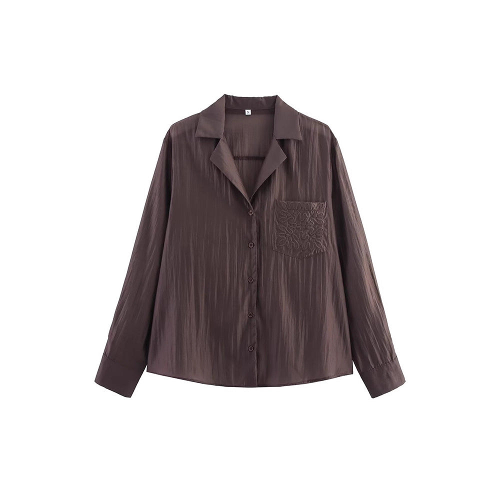 Dam Blusenshirt med klassisk krage och floral broderidetaljer Eva Jonsson-Eva Jonsson