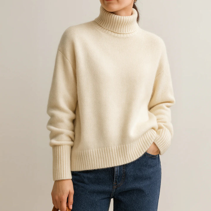 Dam Cashmere Turtleneck-tröja i Stickad Design med Värmande Material | Eva Jonsson-Eva Jonsson