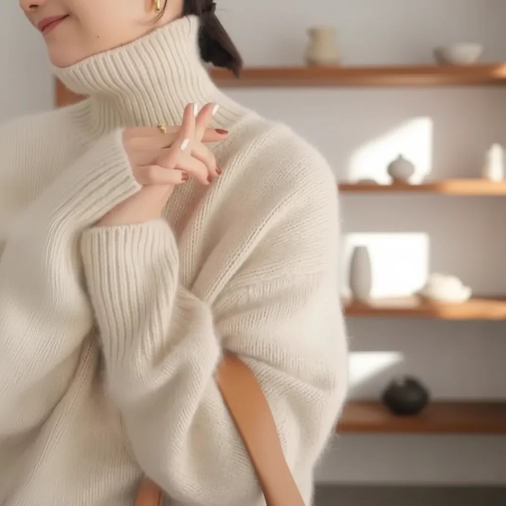 Dam Cashmere Turtleneck-tröja i Stickad Design med Värmande Material | Eva Jonsson-Eva Jonsson