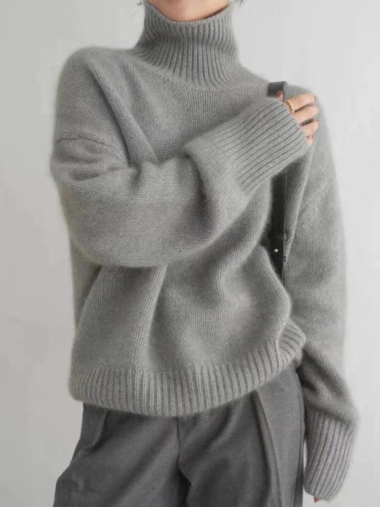 Dam Cashmere Turtleneck-tröja i Stickad Design med Värmande Material | Eva Jonsson-Eva Jonsson