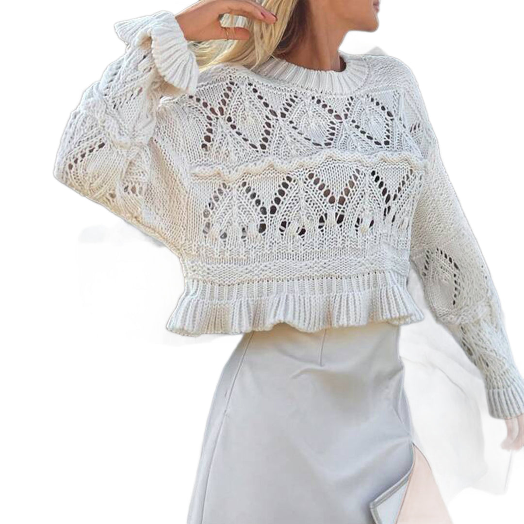 Dam Chic stickad tröja med volangdetaljer Eva Jonsson-Eva Jonsson