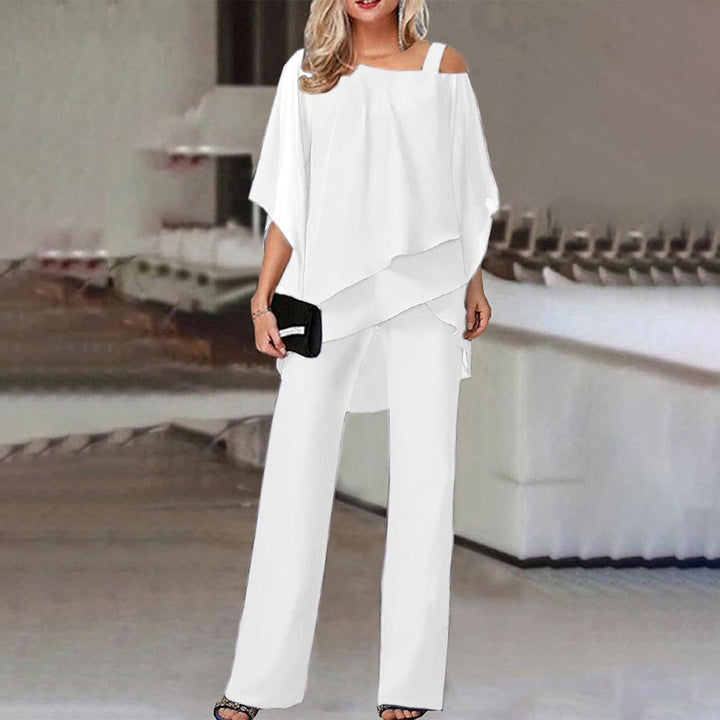 Dam Co-Ord Set – En axel – Löst sittande – Blus och byxor – Tvådelat set-Eva Jonsson