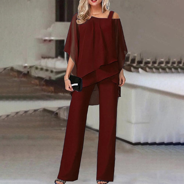 Dam Co-Ord Set – En axel – Löst sittande – Blus och byxor – Tvådelat set-Eva Jonsson