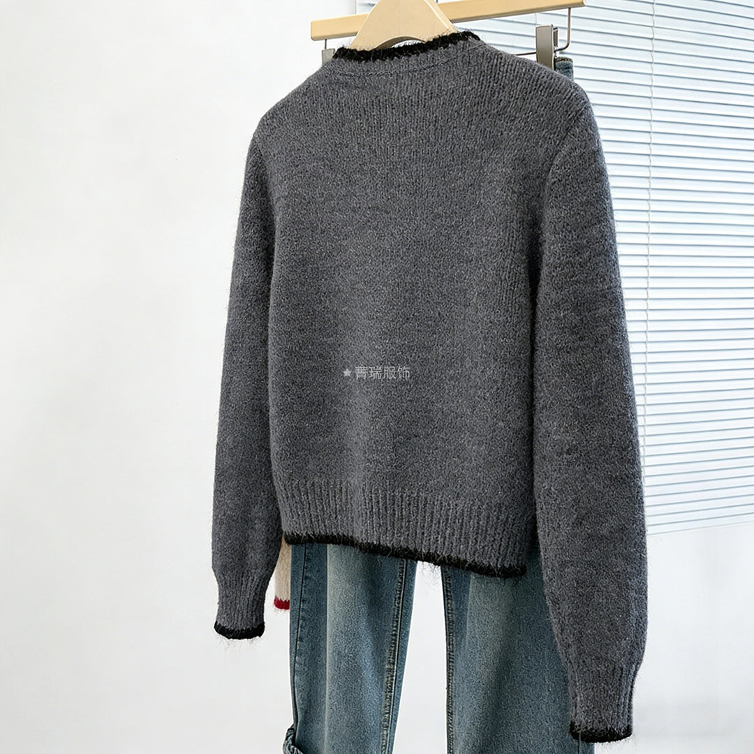 Dam Cozy Knit Cardigan med Blomapplikationer Mirla-Eva Jonsson