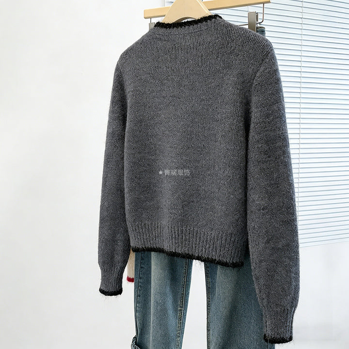 Dam Cozy Knit Cardigan med Blomapplikationer Mirla-Eva Jonsson