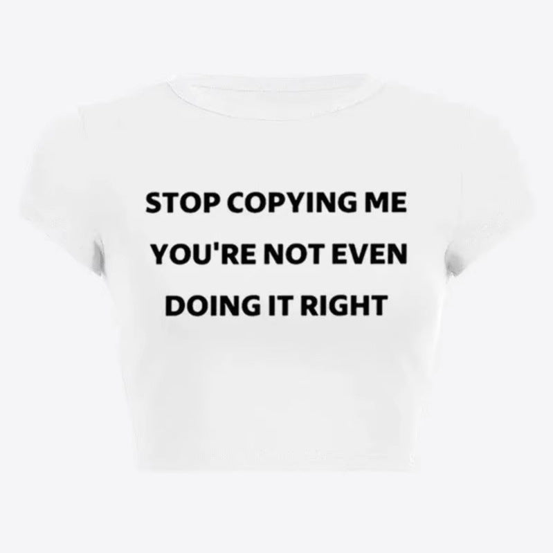 Dam Crop T-Shirt med inspirerande text och figurnära passform Mirla-Eva Jonsson