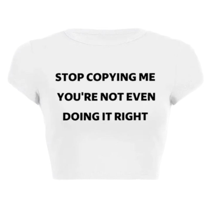 Dam Crop T-Shirt med inspirerande text och figurnära passform Mirla-Eva Jonsson