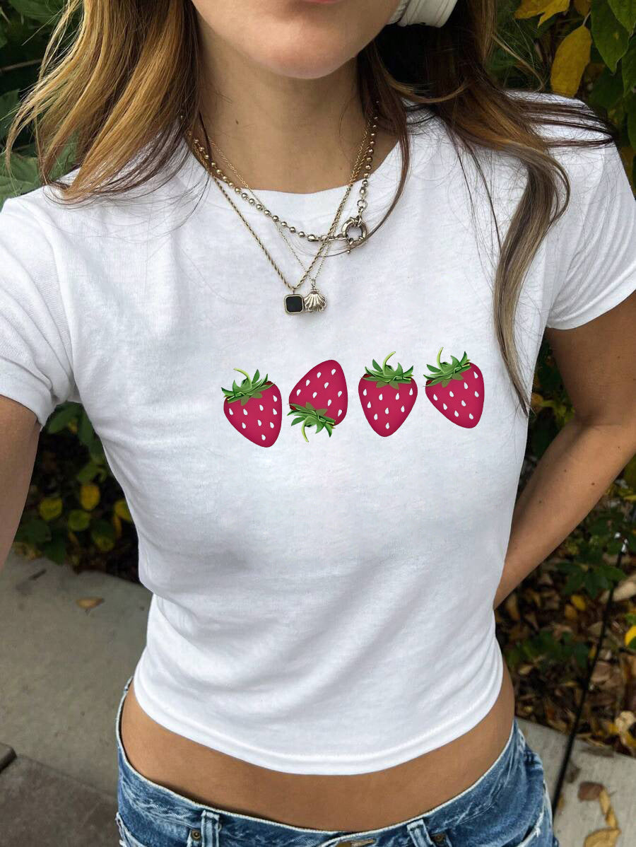 Dam Crop-T-shirt med kreativt björnmotiv och rolig text Mirla-Eva Jonsson