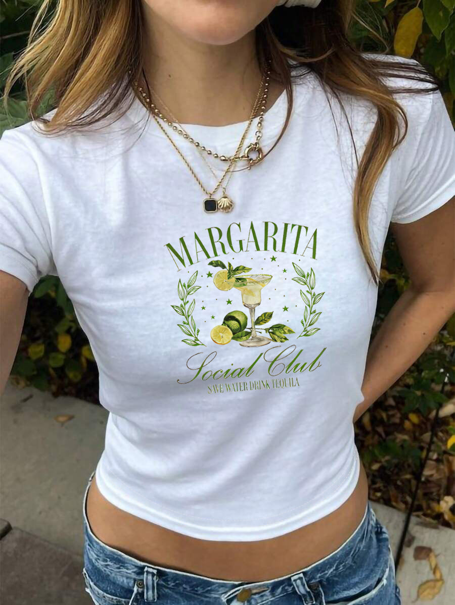 Dam Crop-T-shirt med kreativt björnmotiv och rolig text Mirla-Eva Jonsson