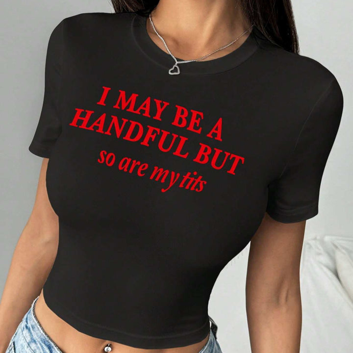 Dam Crop-T-shirt med lugn text Mirla-Eva Jonsson