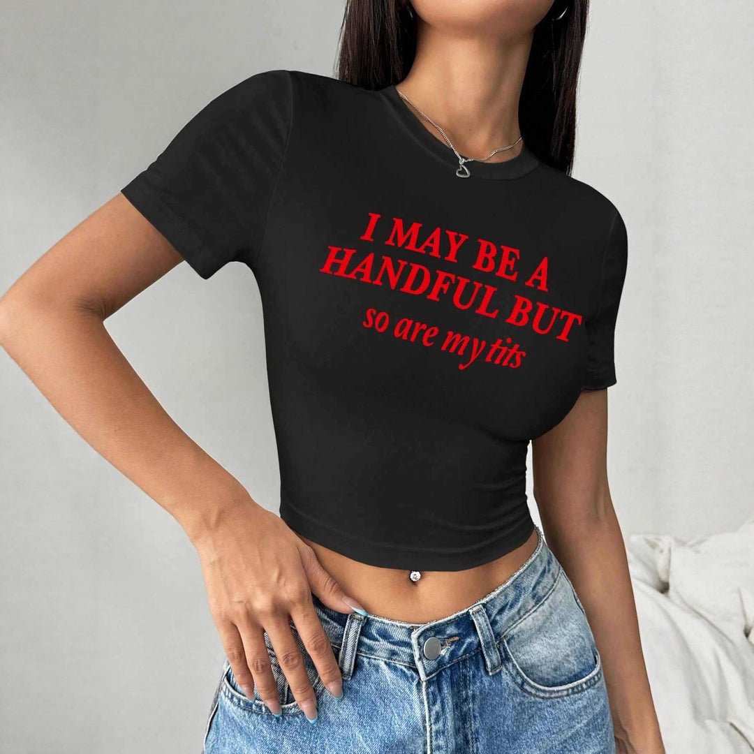 Dam Crop-T-shirt med lugn text Mirla-Eva Jonsson