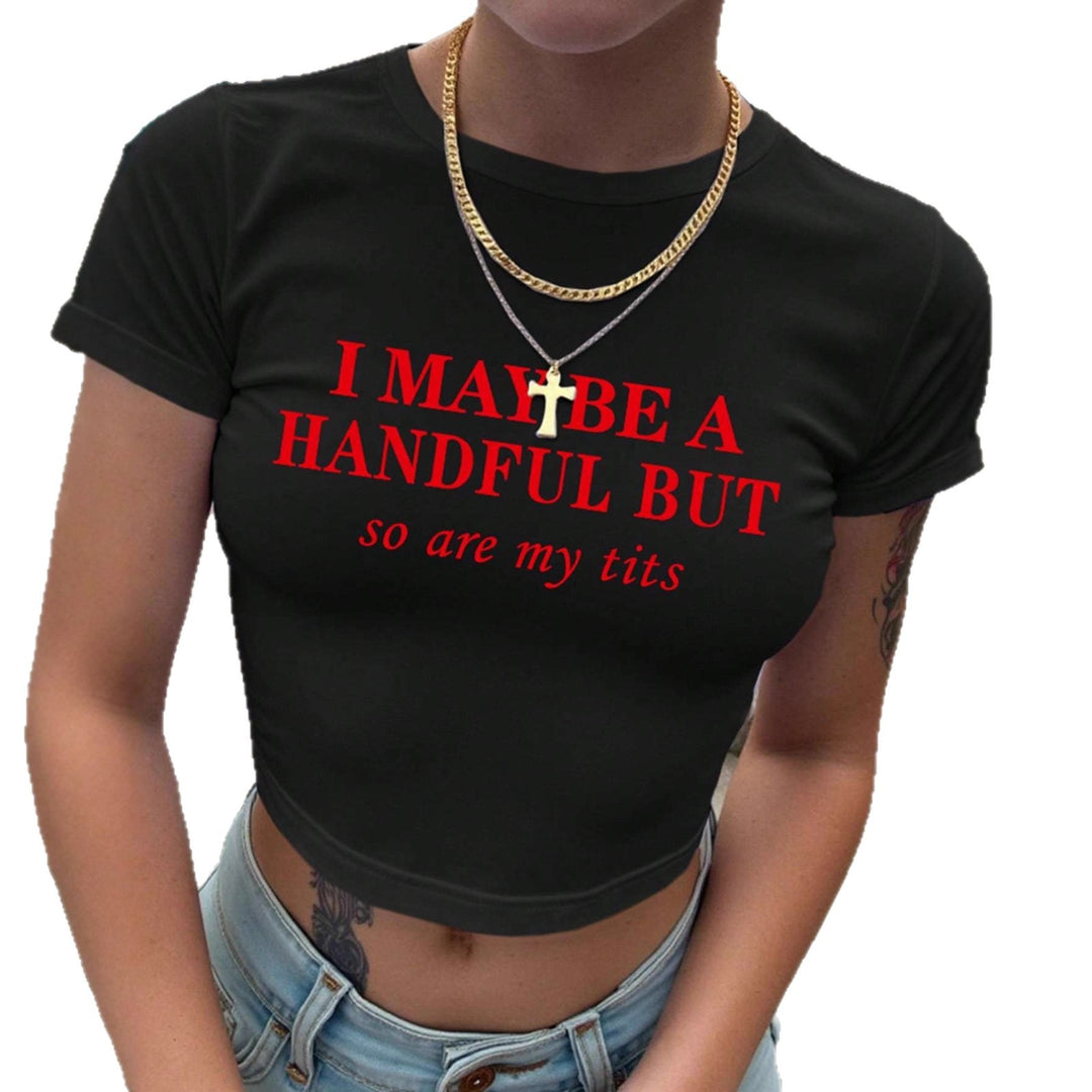 Dam Crop-T-shirt med lugn text Mirla-Eva Jonsson