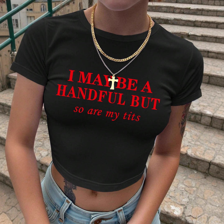 Dam Crop-T-shirt med lugn text Mirla-Eva Jonsson