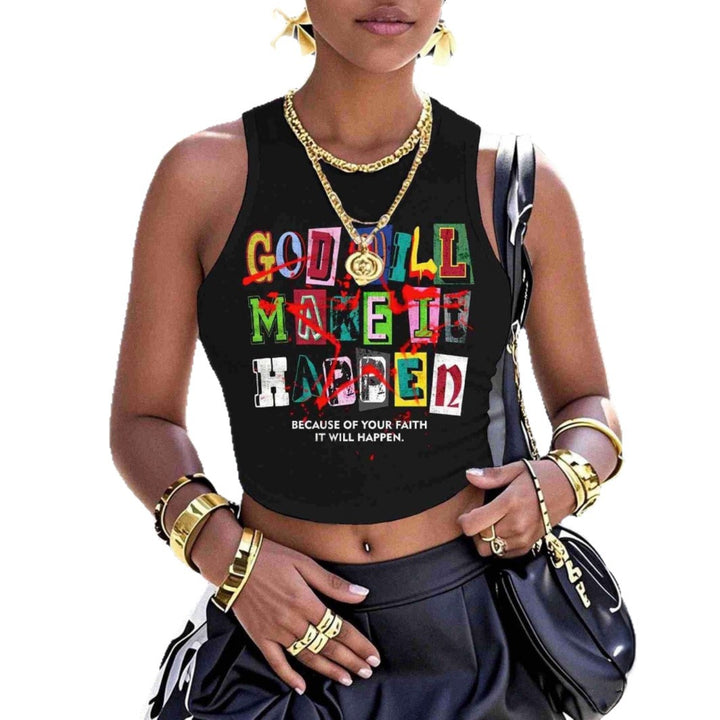 Dam Crop-Top med kreativt tryck och modern grafisk design Mirla-Eva Jonsson