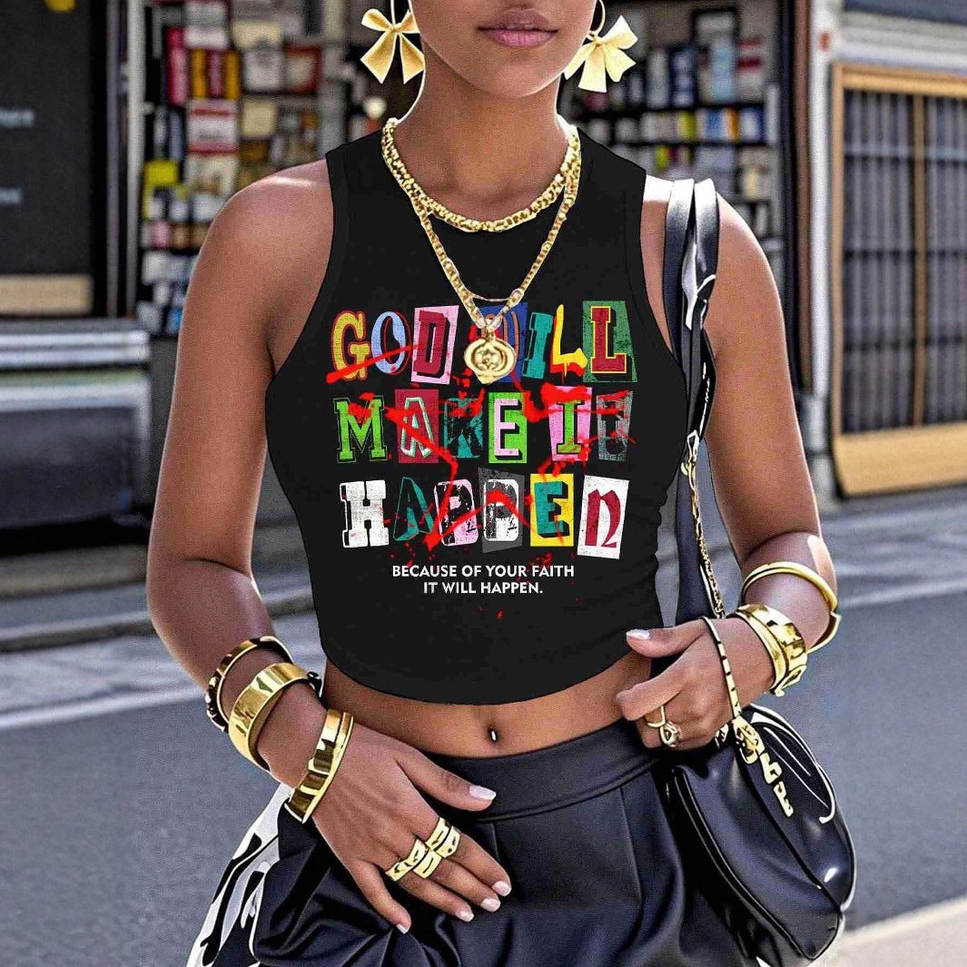 Dam Crop-Top med kreativt tryck och modern grafisk design Mirla-Eva Jonsson