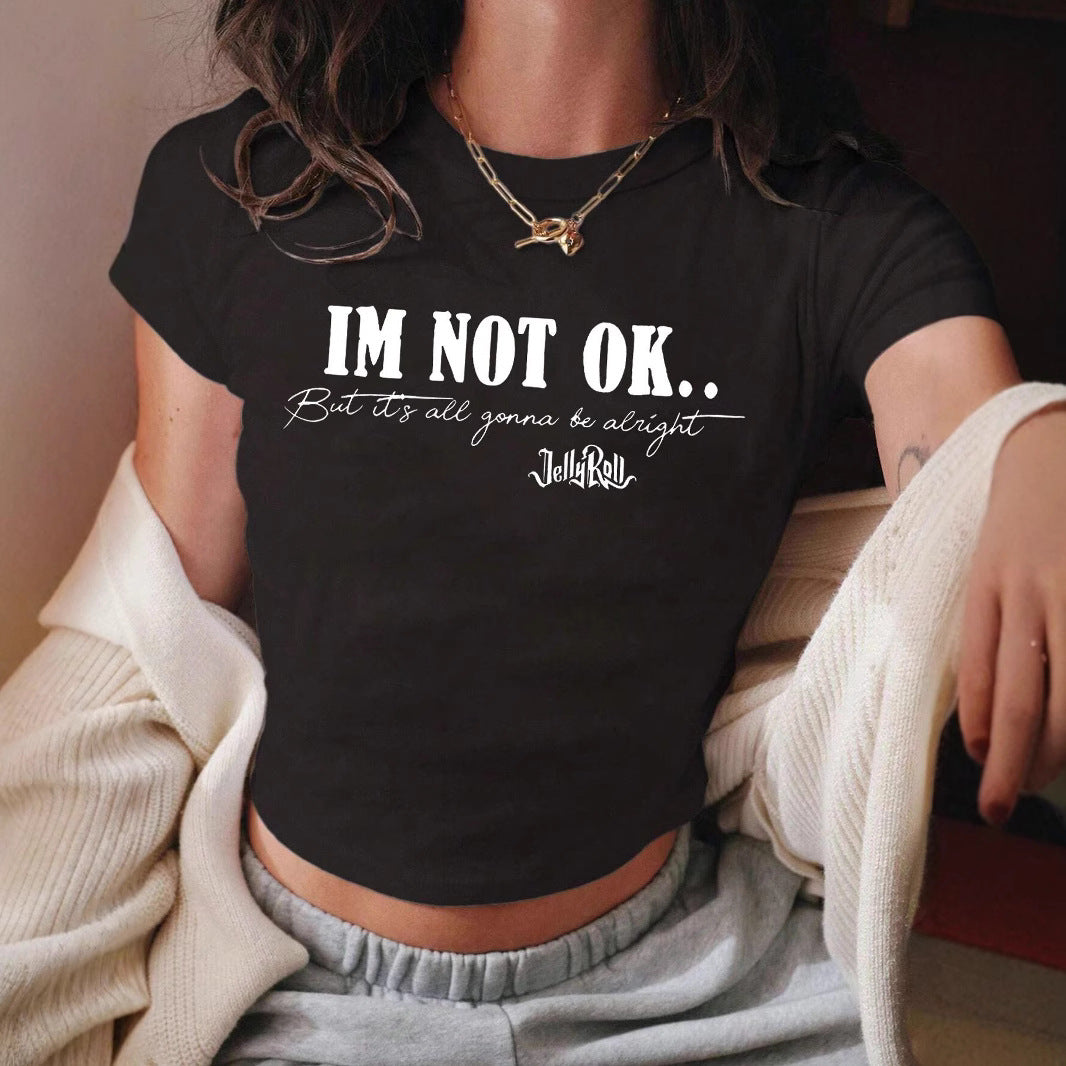 Dam Cropped T-shirt med inspirerande text Mirla-Eva Jonsson