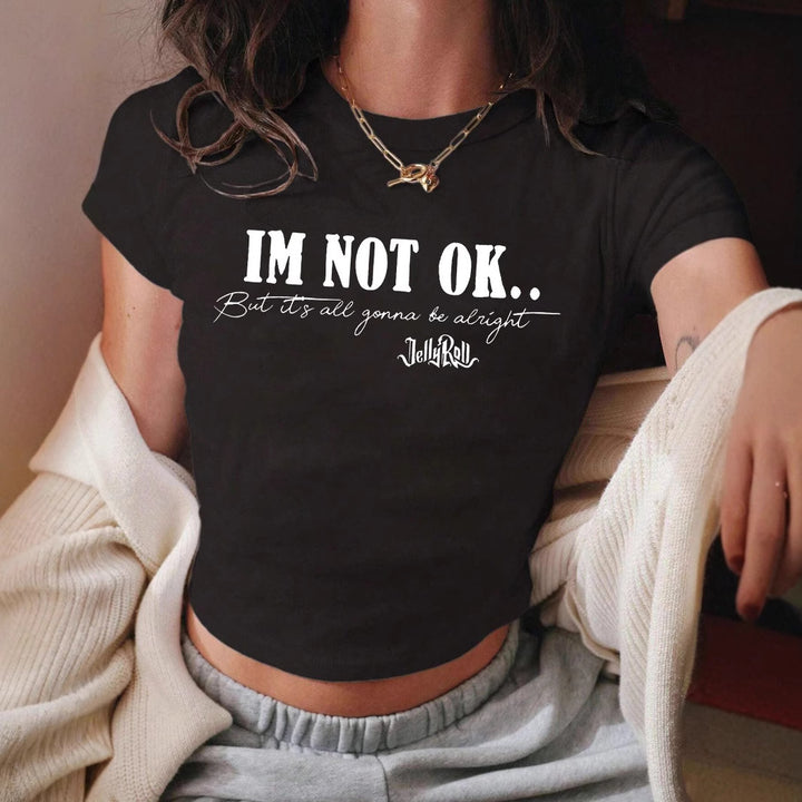 Dam Cropped T-shirt med inspirerande text Mirla-Eva Jonsson