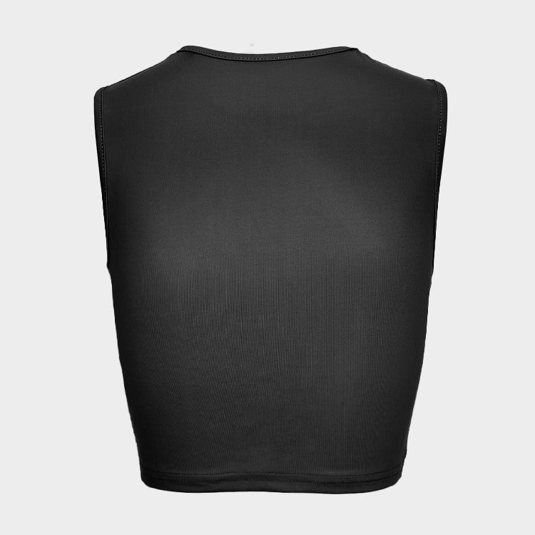 Dam Cropped Tanktop med strålande ögonmotiv och glittrande accenter Mirla-Eva Jonsson