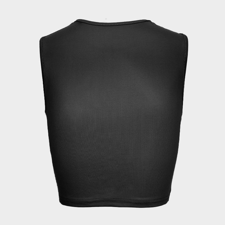 Dam Cropped Tanktop med strålande ögonmotiv och glittrande accenter Mirla-Eva Jonsson