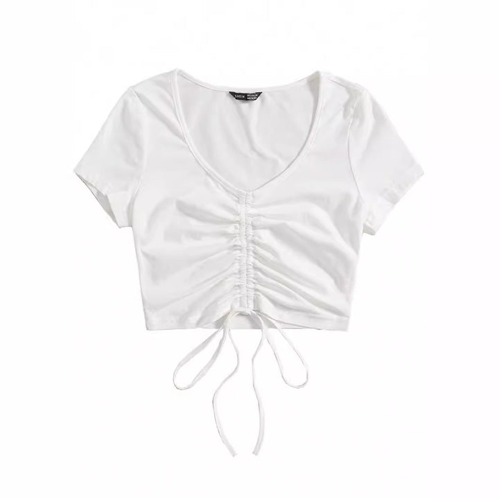 Dam Cropped Top med raffinerade volangdetaljer och dragsko Mirla-Eva Jonsson