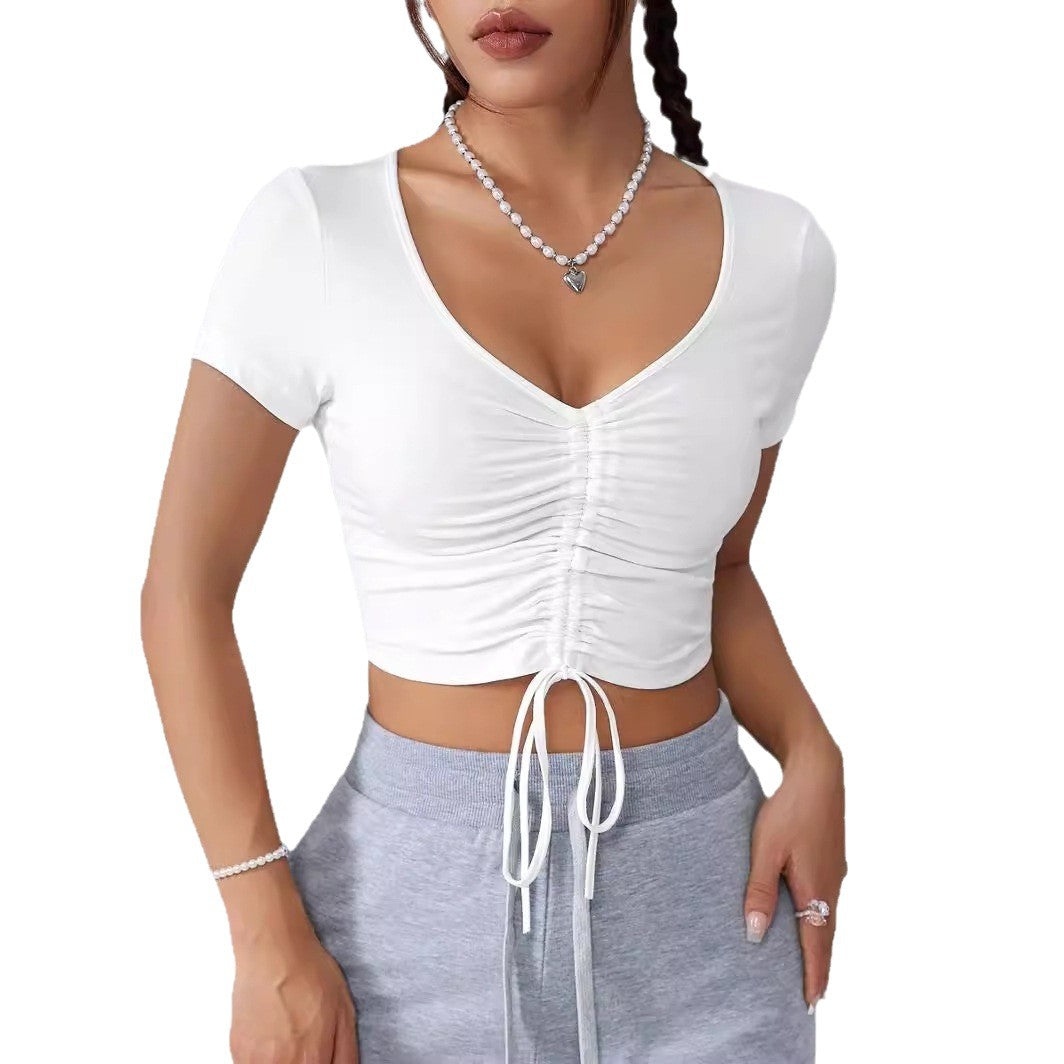 Dam Cropped Top med raffinerade volangdetaljer och dragsko Mirla-Eva Jonsson