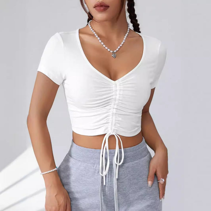 Dam Cropped Top med raffinerade volangdetaljer och dragsko Mirla-Eva Jonsson