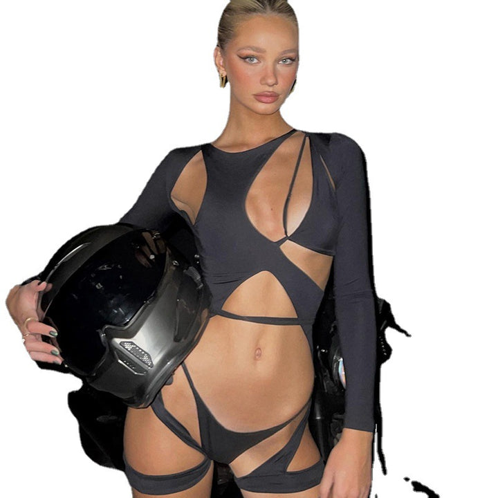 Dam Cut-Out Bodysuit med långa ärmar och sportig design Mirla-Eva Jonsson
