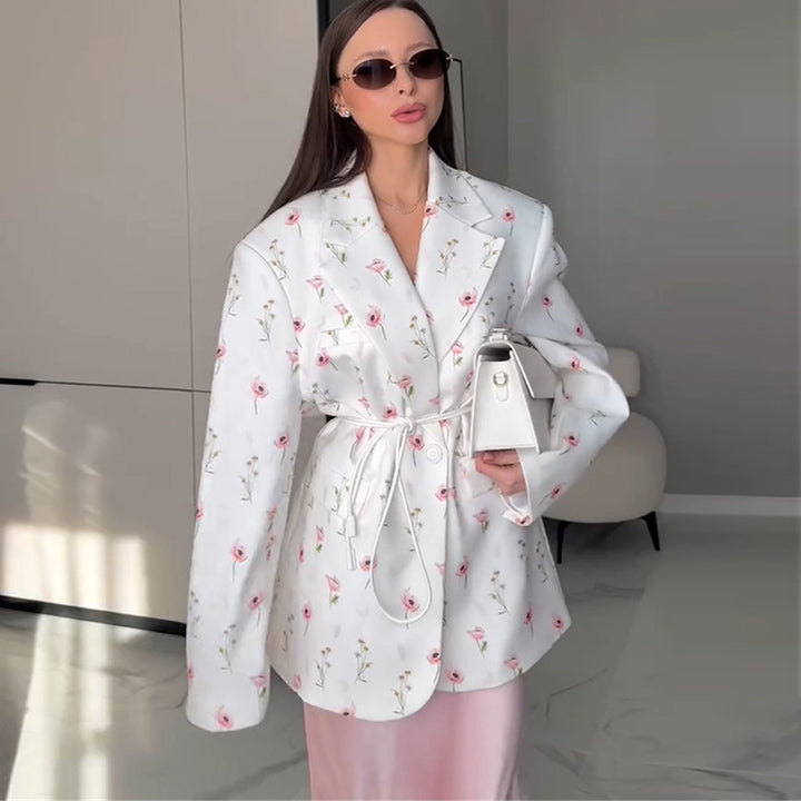 Dam Elegant Blazerjacka med blommiga detaljer Mirla-Eva Jonsson