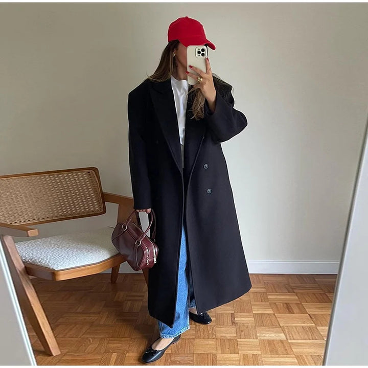 Dam Elegant Dubbelknäppt Ullkappa Mirla-Eva Jonsson