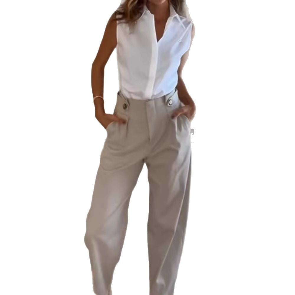Dam Elegant Hög midja Byxa med fickor Mirla-Eva Jonsson