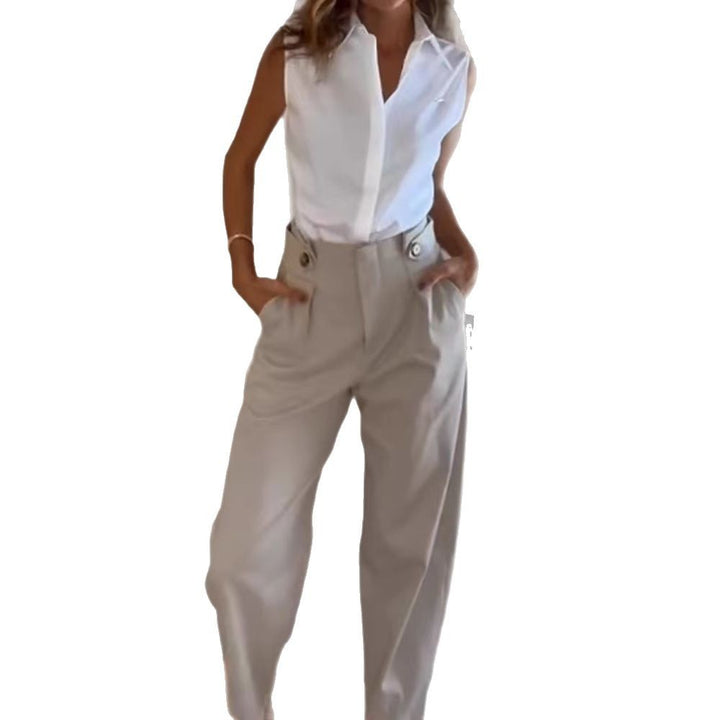 Dam Elegant Hög midja Byxa med fickor Mirla-Eva Jonsson