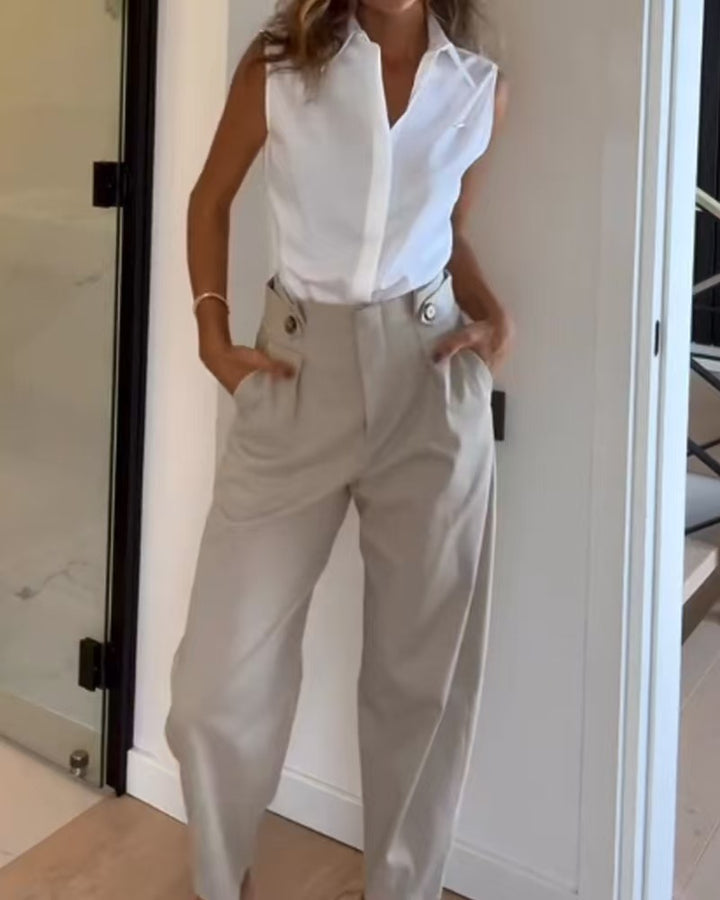 Dam Elegant Hög midja Byxa med fickor Mirla-Eva Jonsson