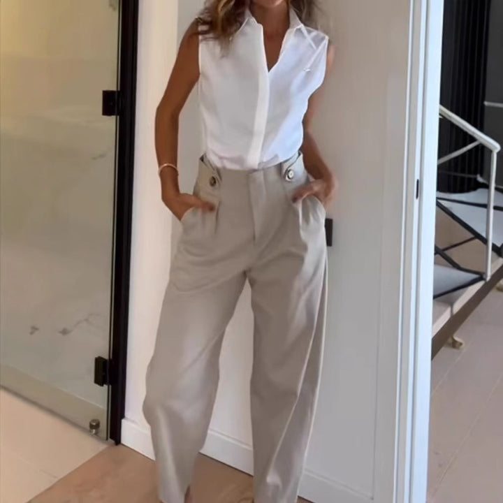 Dam Elegant Hög midja Byxa med fickor Mirla-Eva Jonsson
