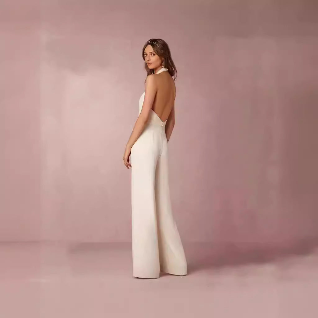 Dam Elegant Jumpsuit med Djup V-Hals och Bred Ben Mirla-Eva Jonsson