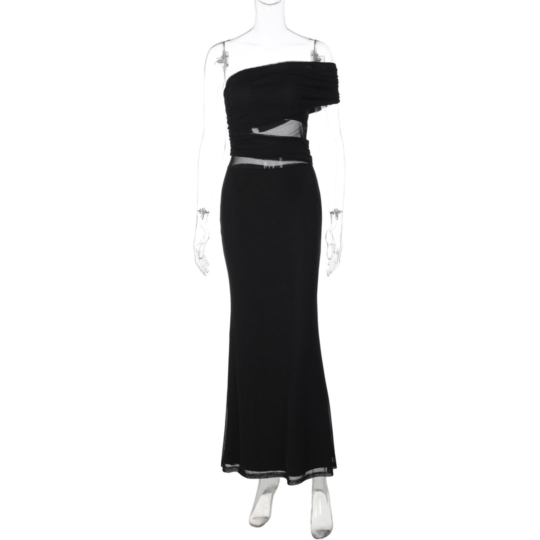 Dam Elegant Maxiklänning med asymmetrisk överdel och drapering Mirla-Eva Jonsson