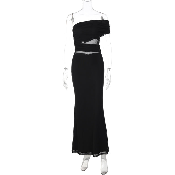 Dam Elegant Maxiklänning med asymmetrisk överdel och drapering Mirla-Eva Jonsson