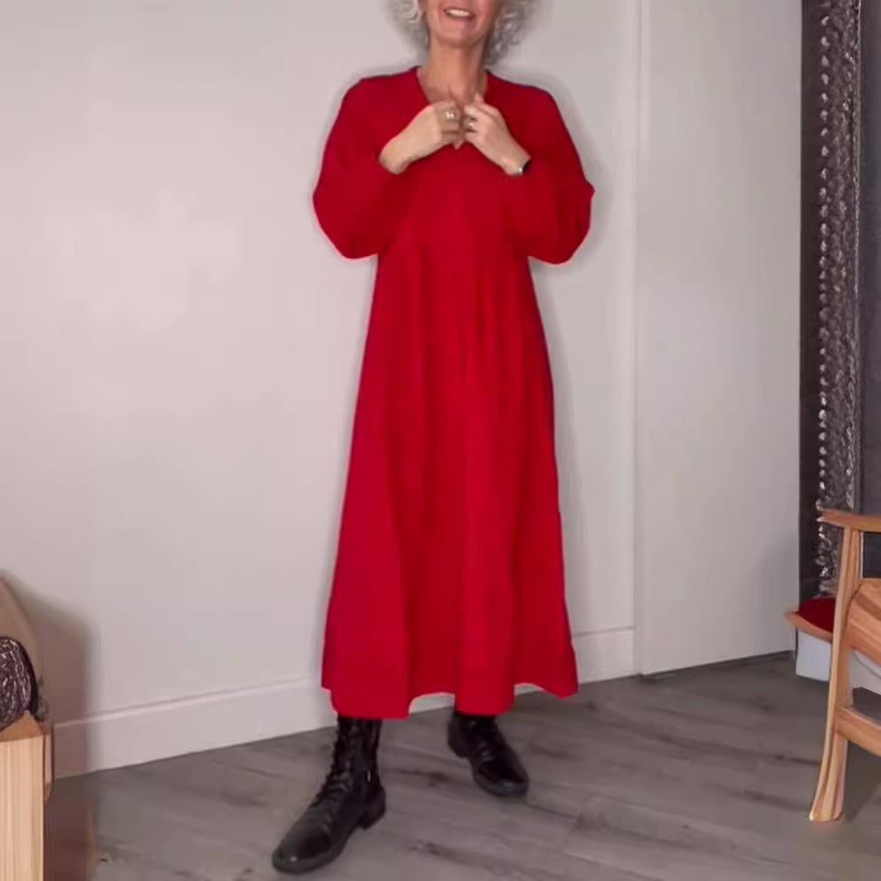 Dam Elegant Maxiklänning med löst snitt och långa ärmar Mirla-Eva Jonsson