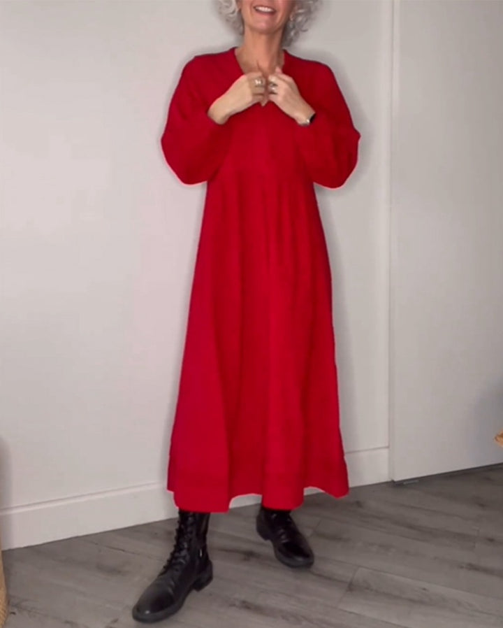 Dam Elegant Maxiklänning med löst snitt och långa ärmar Mirla-Eva Jonsson